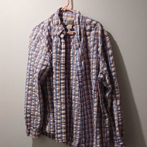 L.L. Bean Men's Checkered Shirt - Blue and Orange
